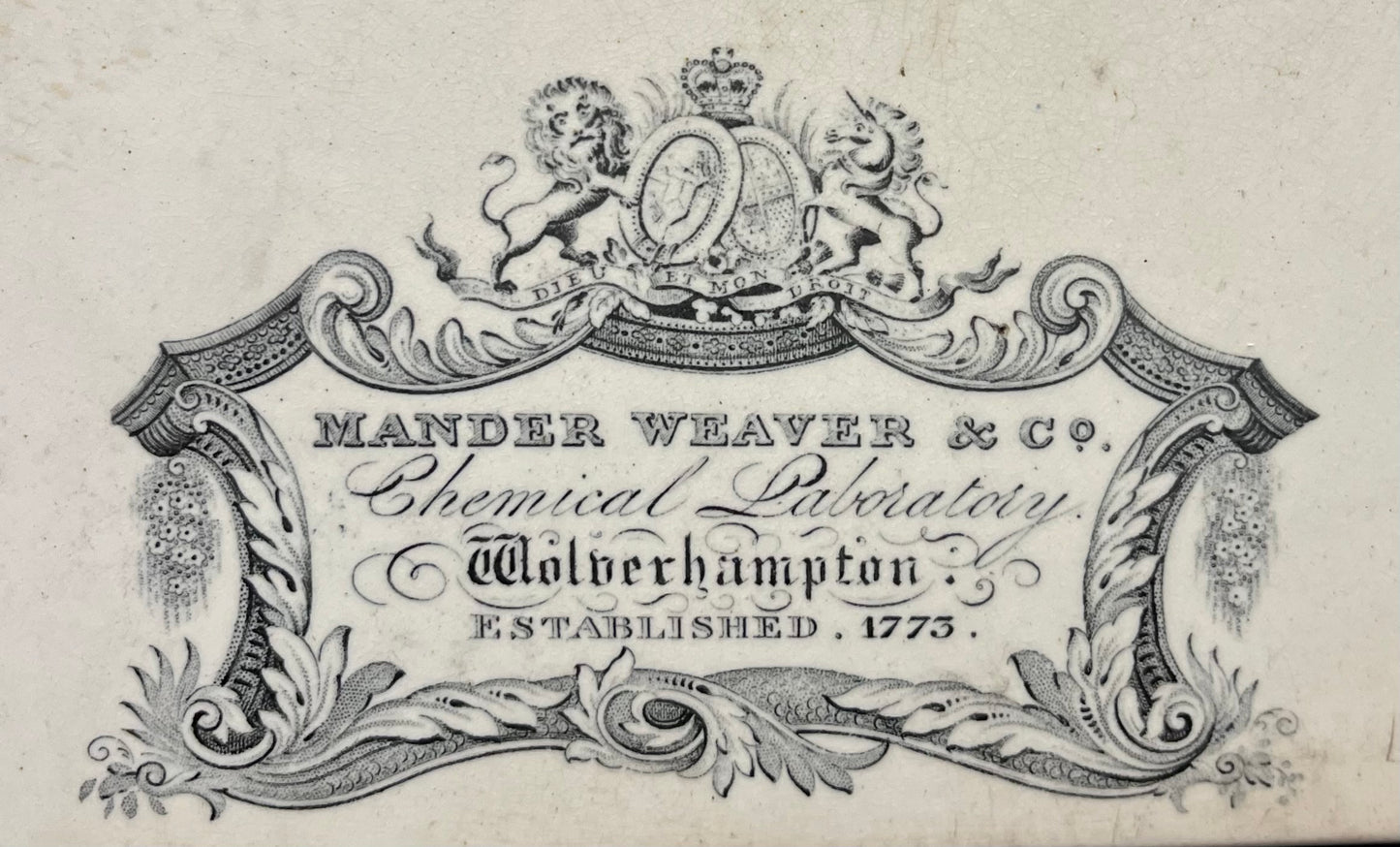 1773-1830 Ironstone
Chemists Apothecary Pill Tile/Slab by Mander & Weaver of Wolverhampton, England