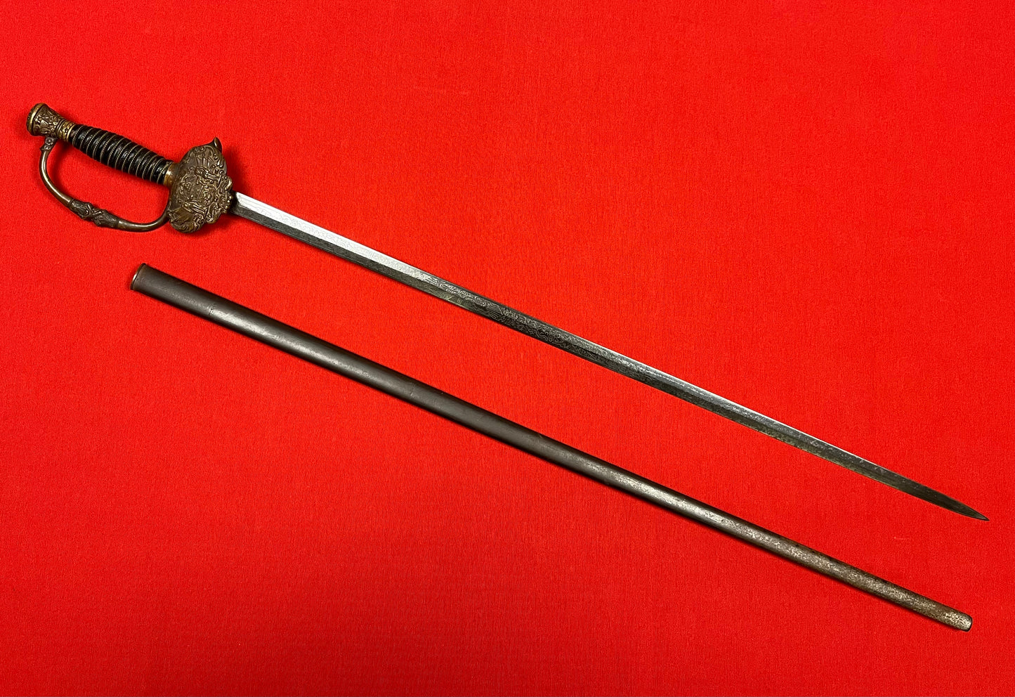 1800’s Sons of Veterans GAR Sword & Scabbard Etched Blade General Grant 1861-65