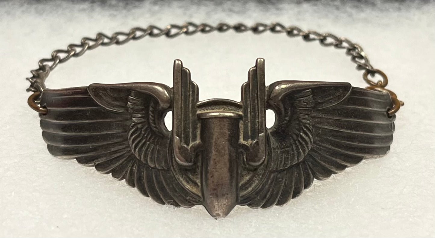 WWII USAAF 3” AERIAL GUNNER WINGS BRACELET - .925 STERLING