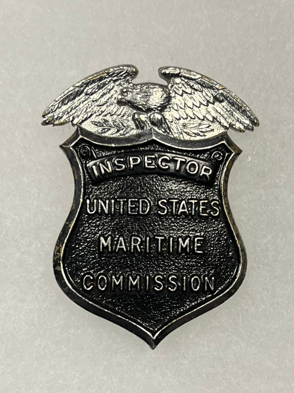 WWII US Maritime Commission Inspector Badge Numbered 801 Obsolete - Very Scarce