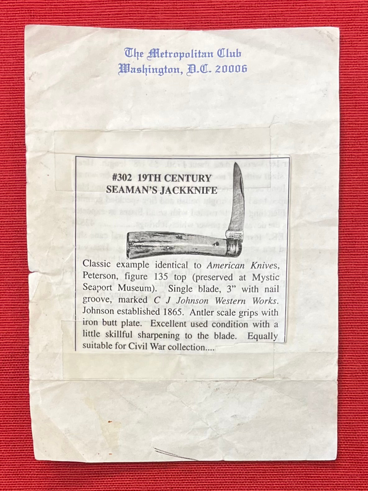 19th Century Seaman’s Jack Knife by Johnson Western Works - Circa 1860’s