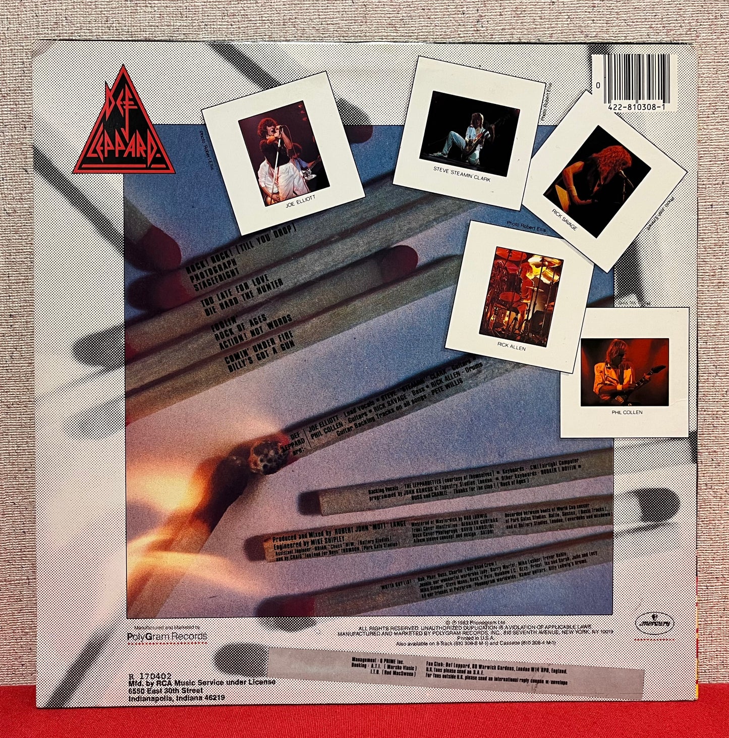 Def Leppard - Pyromania LP / Joe Elliott & Phil Collen Autographed 1983 Signed !!!