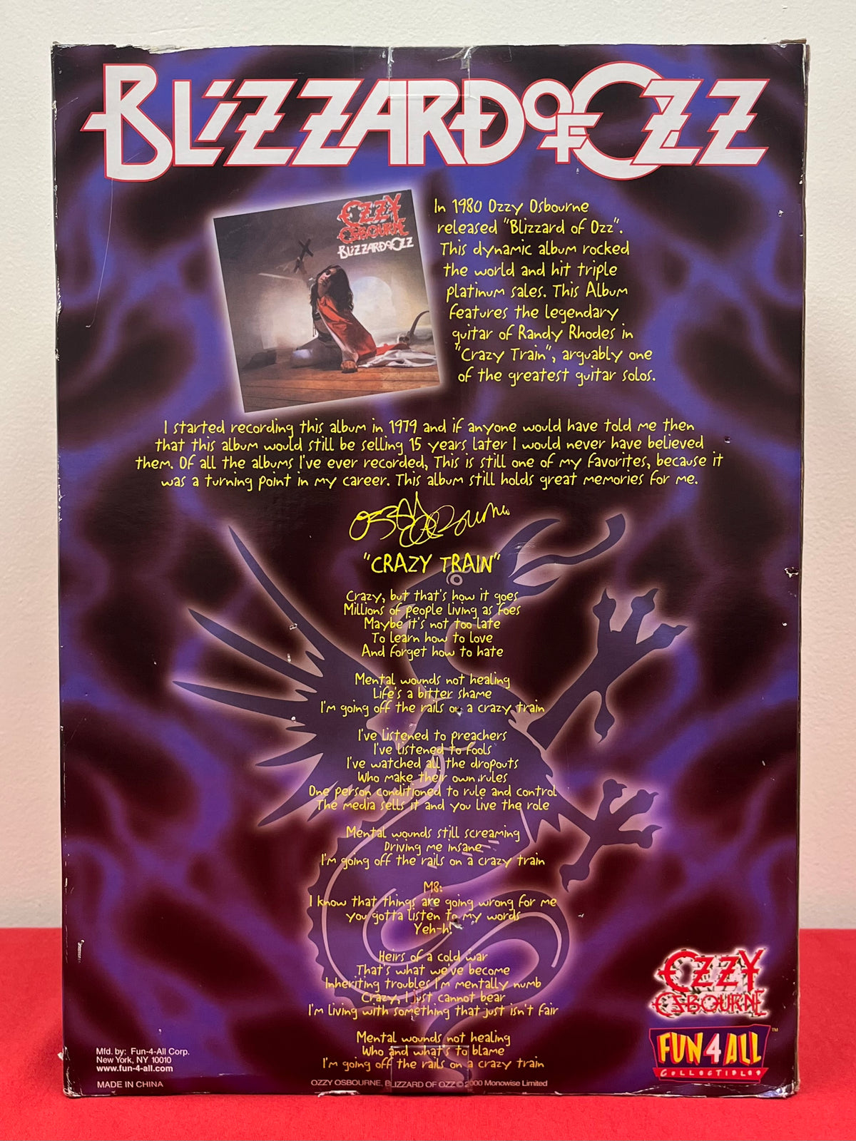 Ozzy Ozboure - "Blizzard of Ozz" 15" Action Figure Fun-4-All VTG Y2K 2000