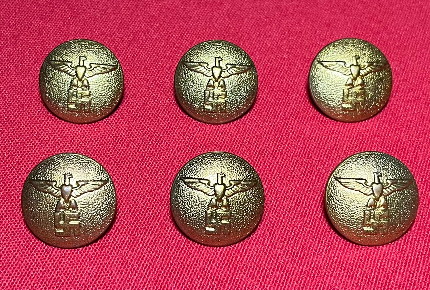 Original German NSDAP Nazi Party Political Uniform Buttons RZM Marked (Set of 6)