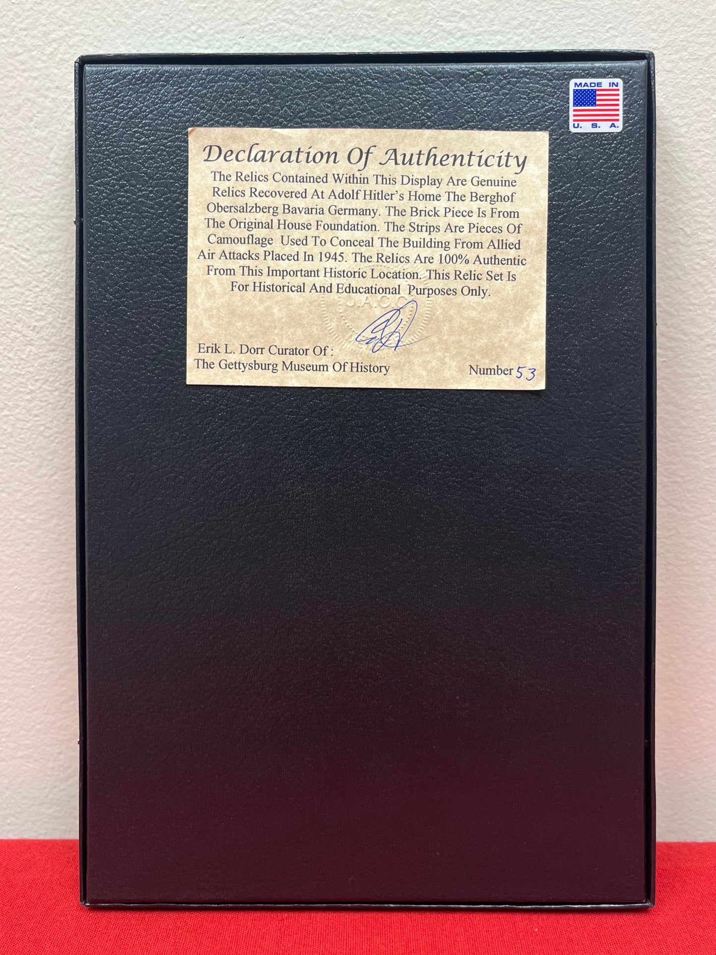 Authentic Brick From Adolf Hitler’s Berghof (Mountain Home) And Camo Piece In Deluxe Collector’s Glass Case Certified By The Gettysburg Museum Of History