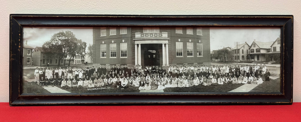 1919 Gettysburg High School (Panoramic) Photograph in Wooden Frame by Marian F. Willams - Gettysburg Battlefield Photographer