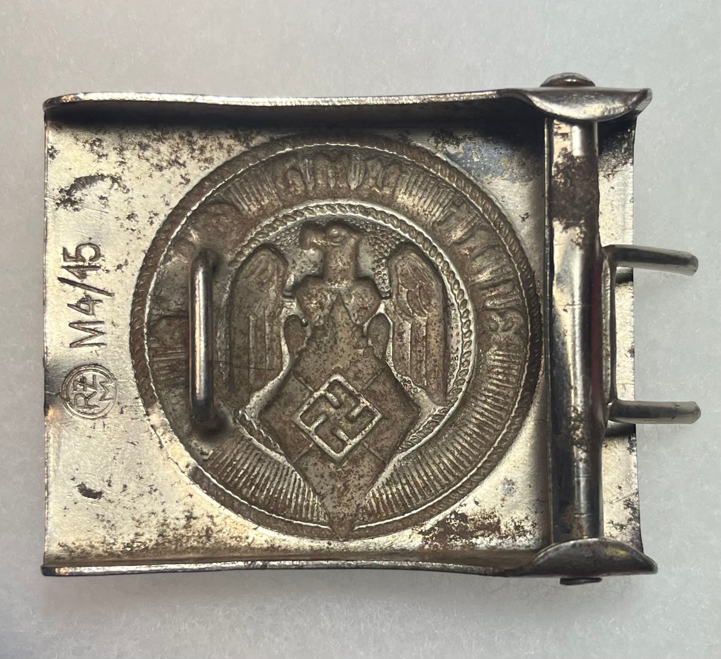 Original German WWII HJ (Hitler Youth) Belt Buckle - Marked RZM M4/45