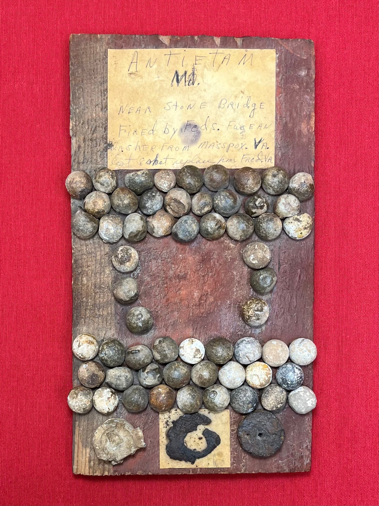 Civil War Antietam Battlefield Stonebridge “Burnside Bridge”Early Relic Board w/ Artifacts