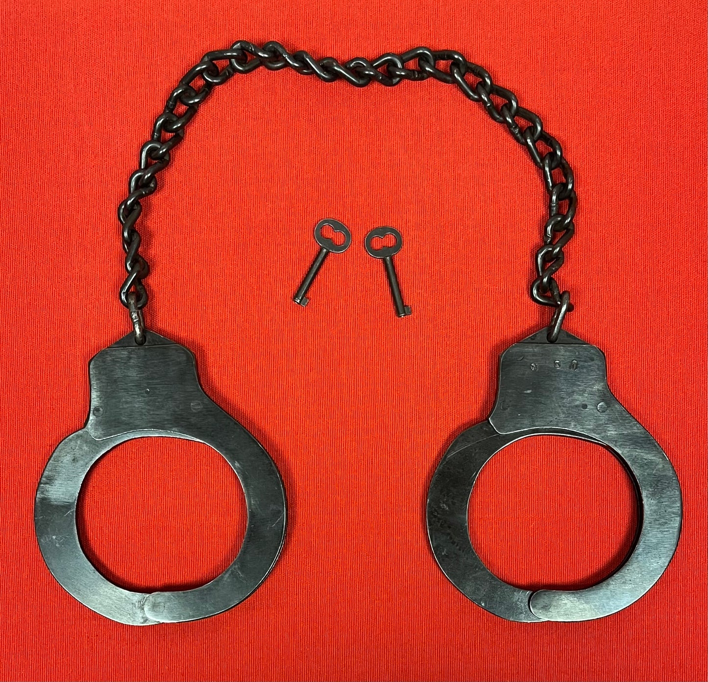 Original WWII U.S.N. Navy Marked Handcuffs Harvard Lock Company Hand & Leg Irons W/ Keys
