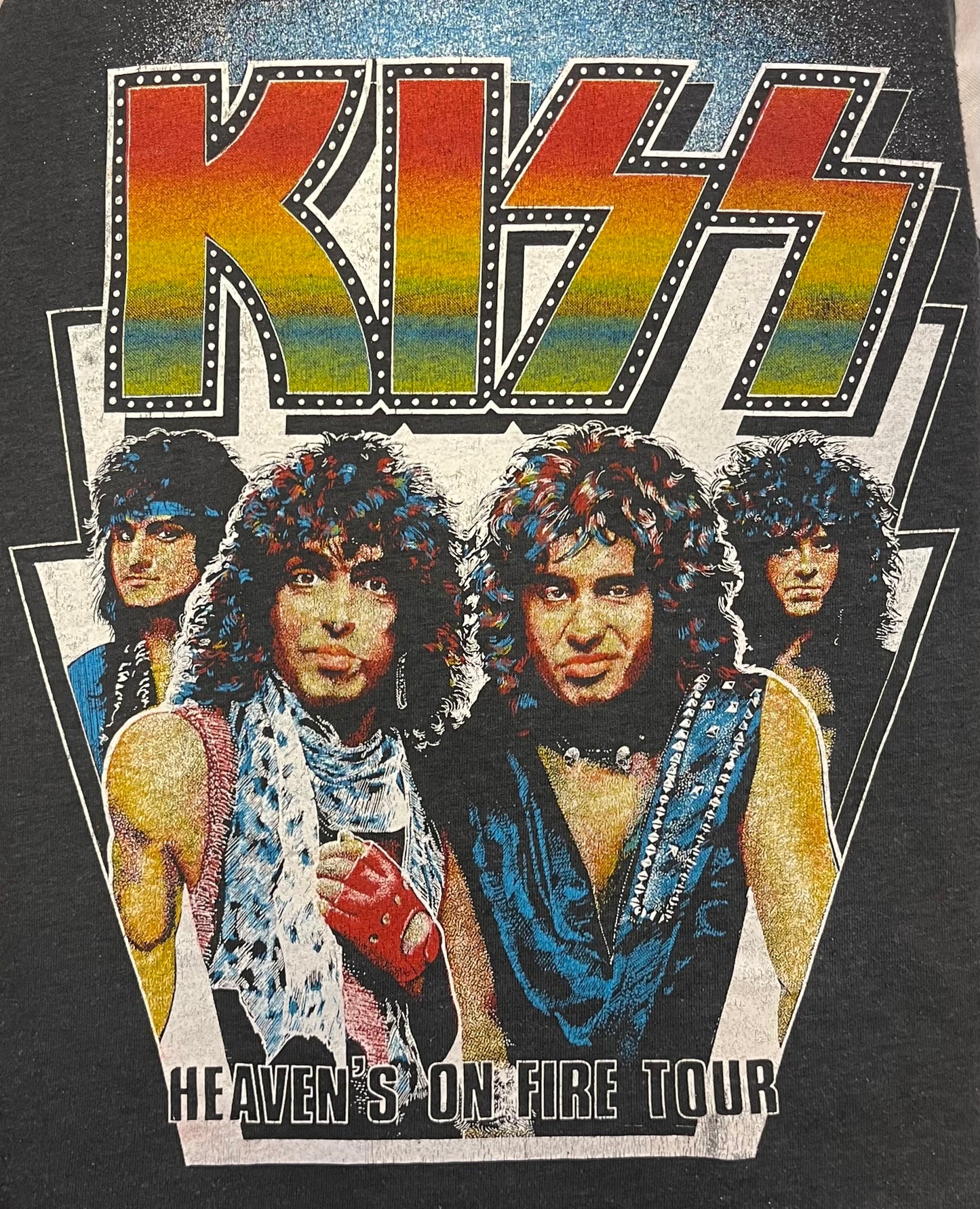 1980's Kiss - Heaven's On Fire Tour Concert Shirt 3/4 Sleeve - Original Single Stitch