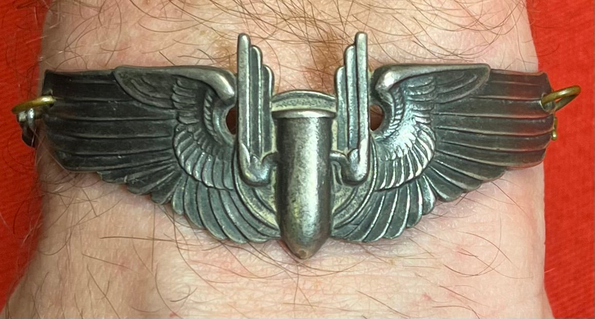 WWII USAAF 3” AERIAL GUNNER WINGS BRACELET - .925 STERLING