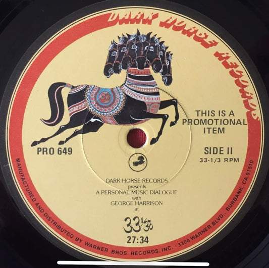 George Harrison- A Personal Music Dialogue (Promo Copy) Dark Horse Record / Beatles