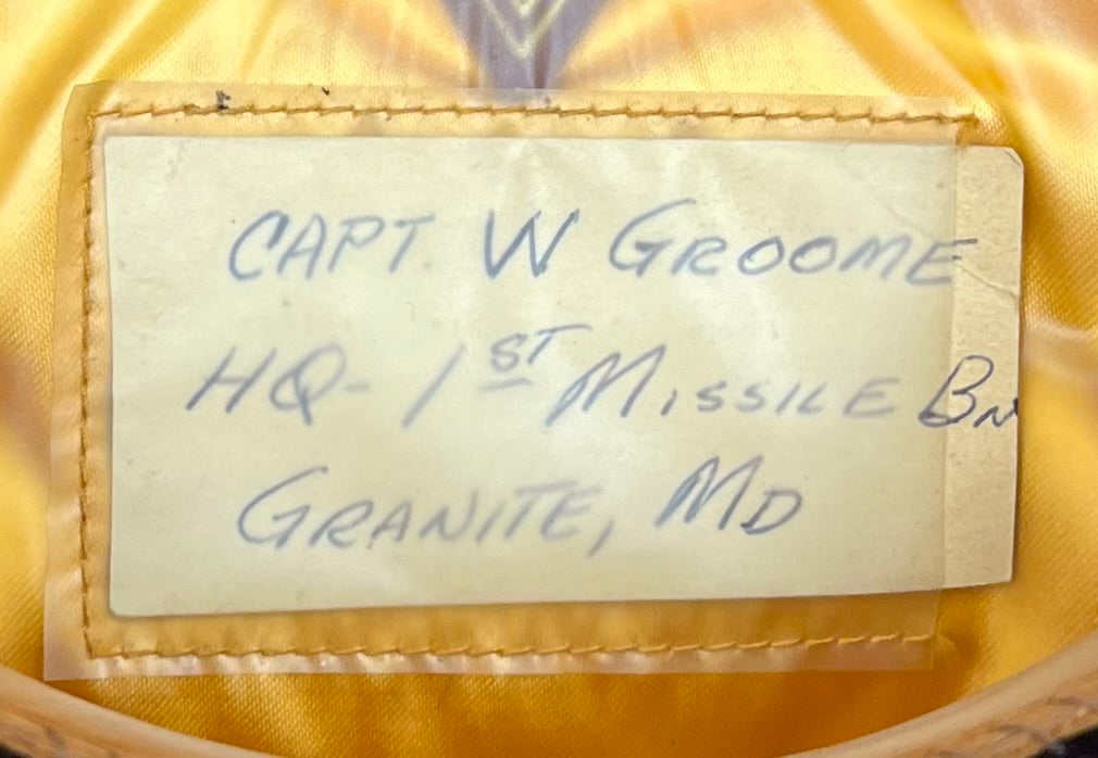 U.S. Army Officer’s Visor Cap of Captain W. Groome HQ 1st Missile BN Granite, MD - (Nuclear Missile Facility) Vietnam Era  ￼