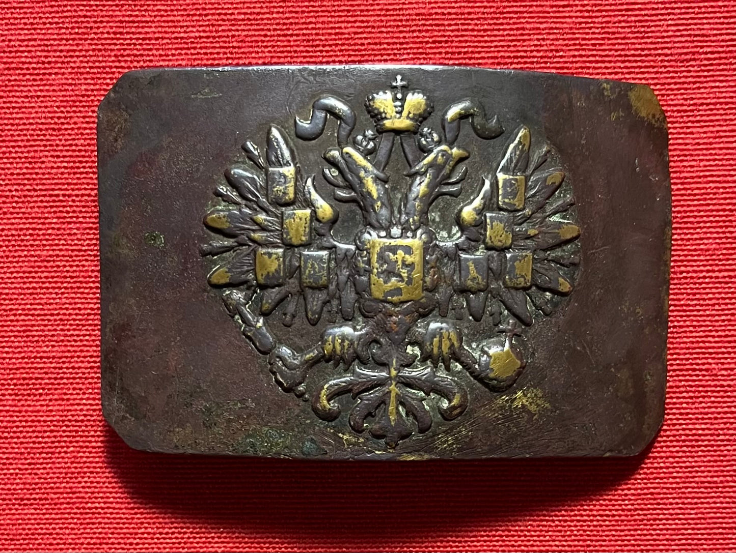 WW1 Russian Imperial Army Infantry Uniform Brass Belt Buckle with Maker Mark 52