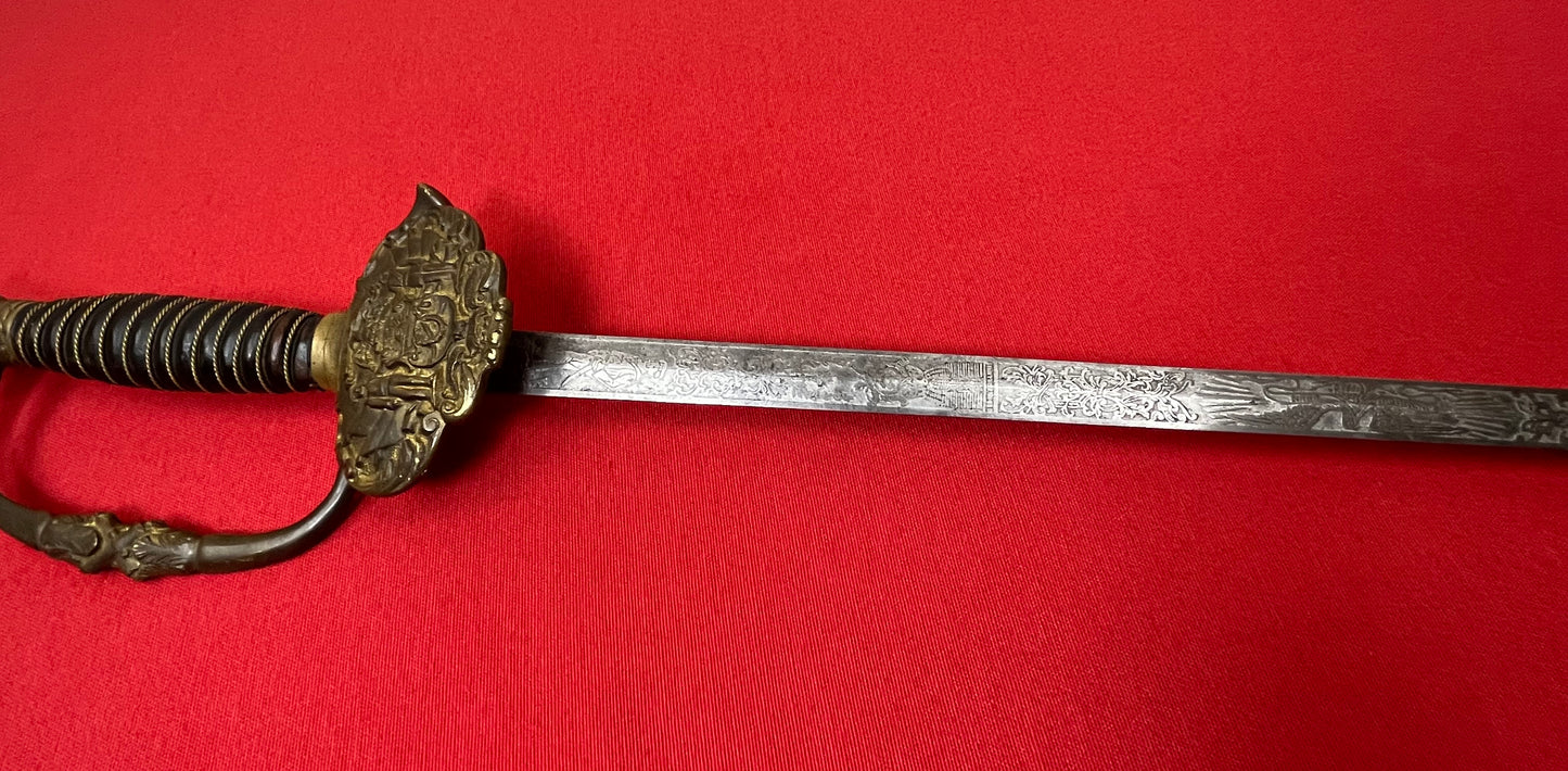 1800’s Sons of Veteran’s GAR Sword Etched Blade General Grant 1861-65 Civil War
