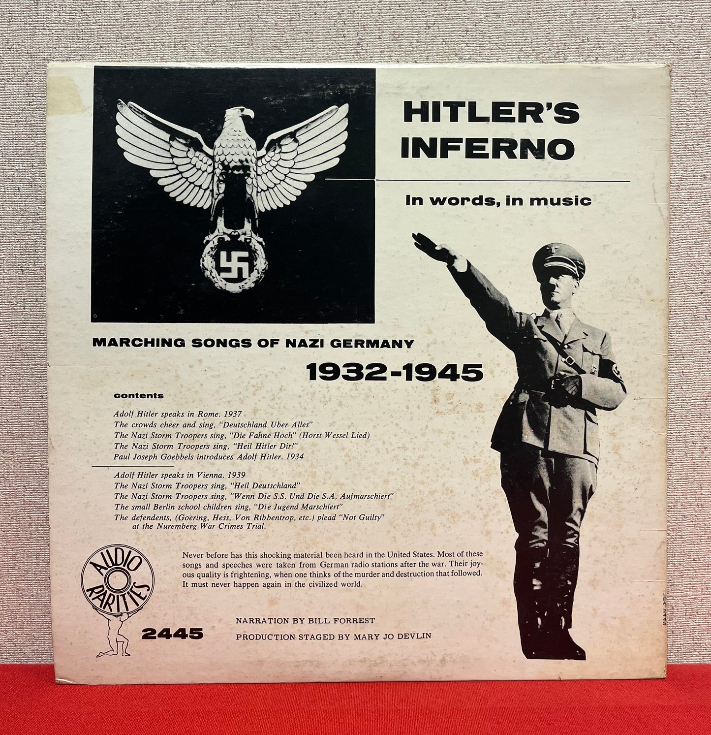 World War II Vinyl LP Hitler’s Inferno Marching Songs of Nazi Germany VG+