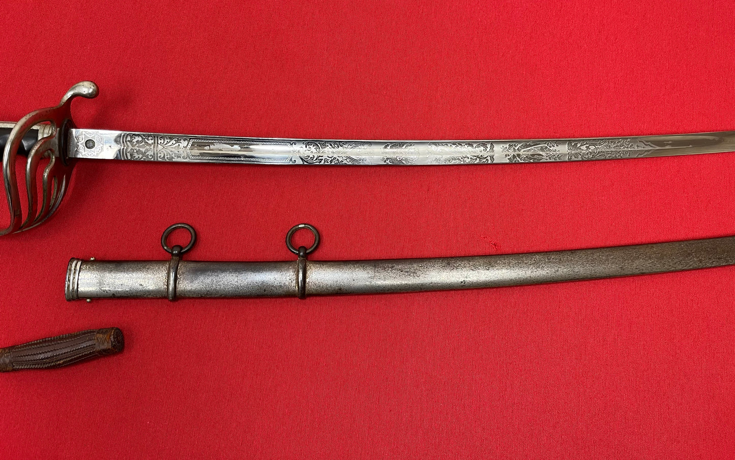 WW2 Era U.S. M1902 Officer’s Sword & Scabbard W/ Knot ENGRAVED
