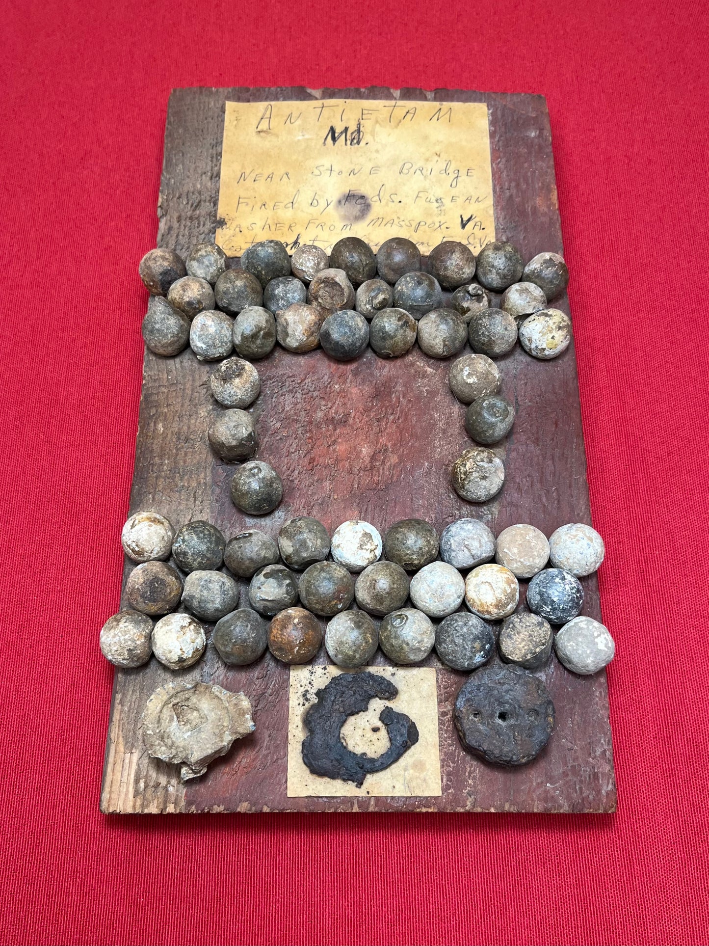 Civil War Antietam Battlefield Stonebridge “Burnside Bridge”Early Relic Board w/ Artifacts