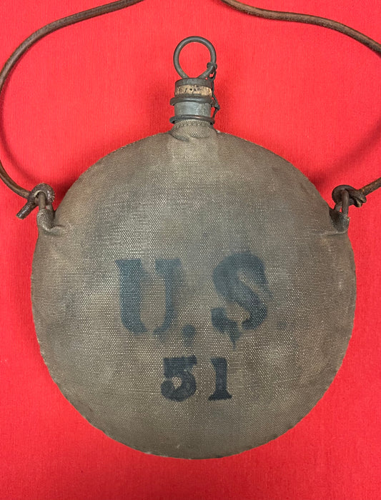 Original U.S. Indian Wars M1878 Canteen & Leather Shoulder Strap