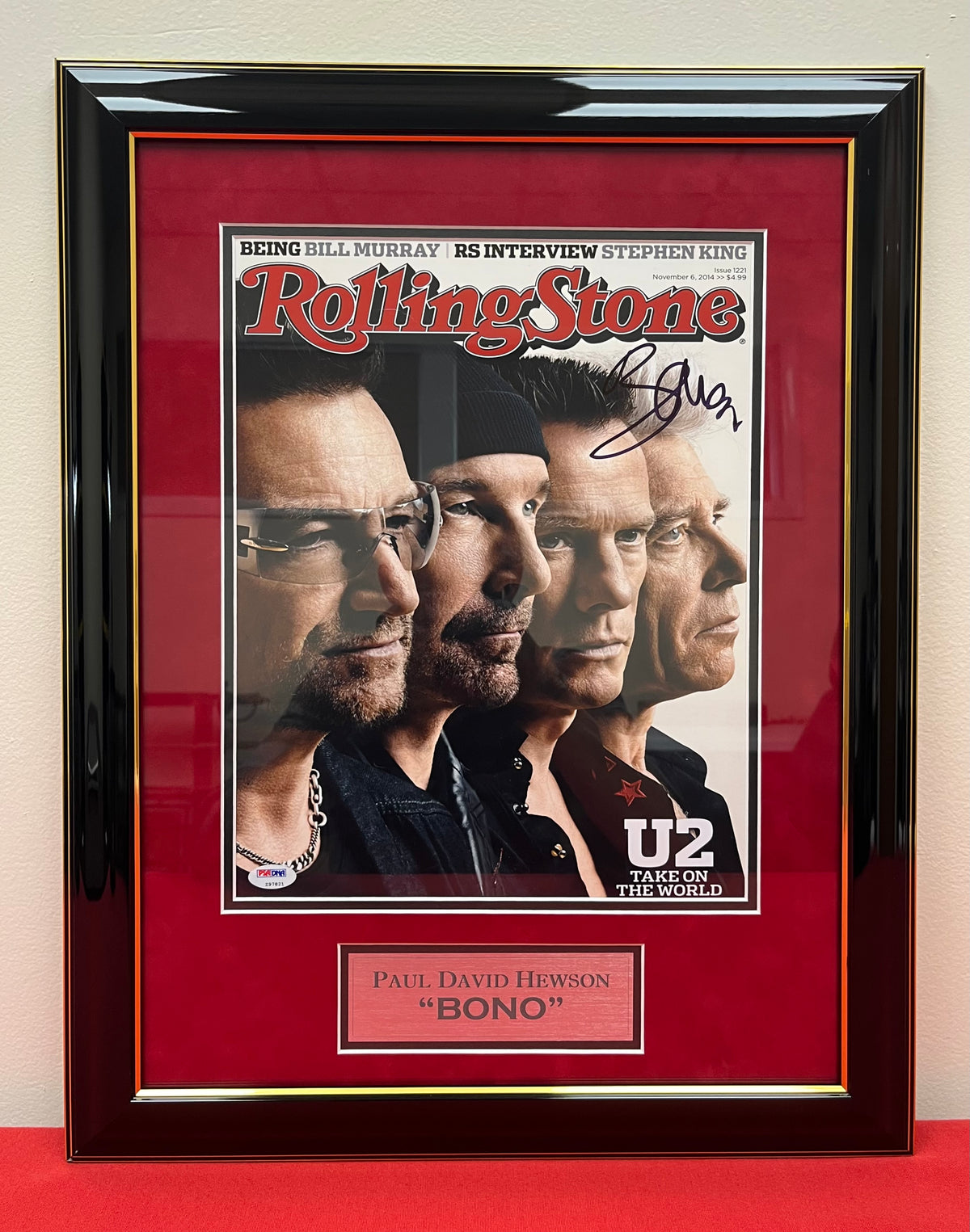 U2 - BONO (Signed) Paul David Hewson Rolling Stone Magazine Print 11x14 PSA COA