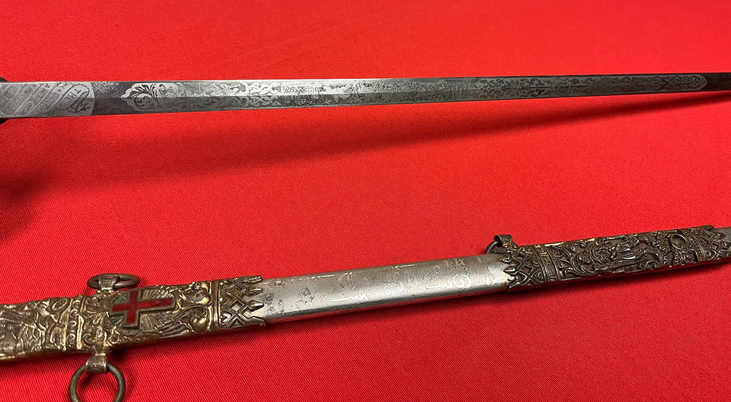 1890’s Knights Templar Fraternal Order Sword (Named & engraved) by Henderson-Ames Co.