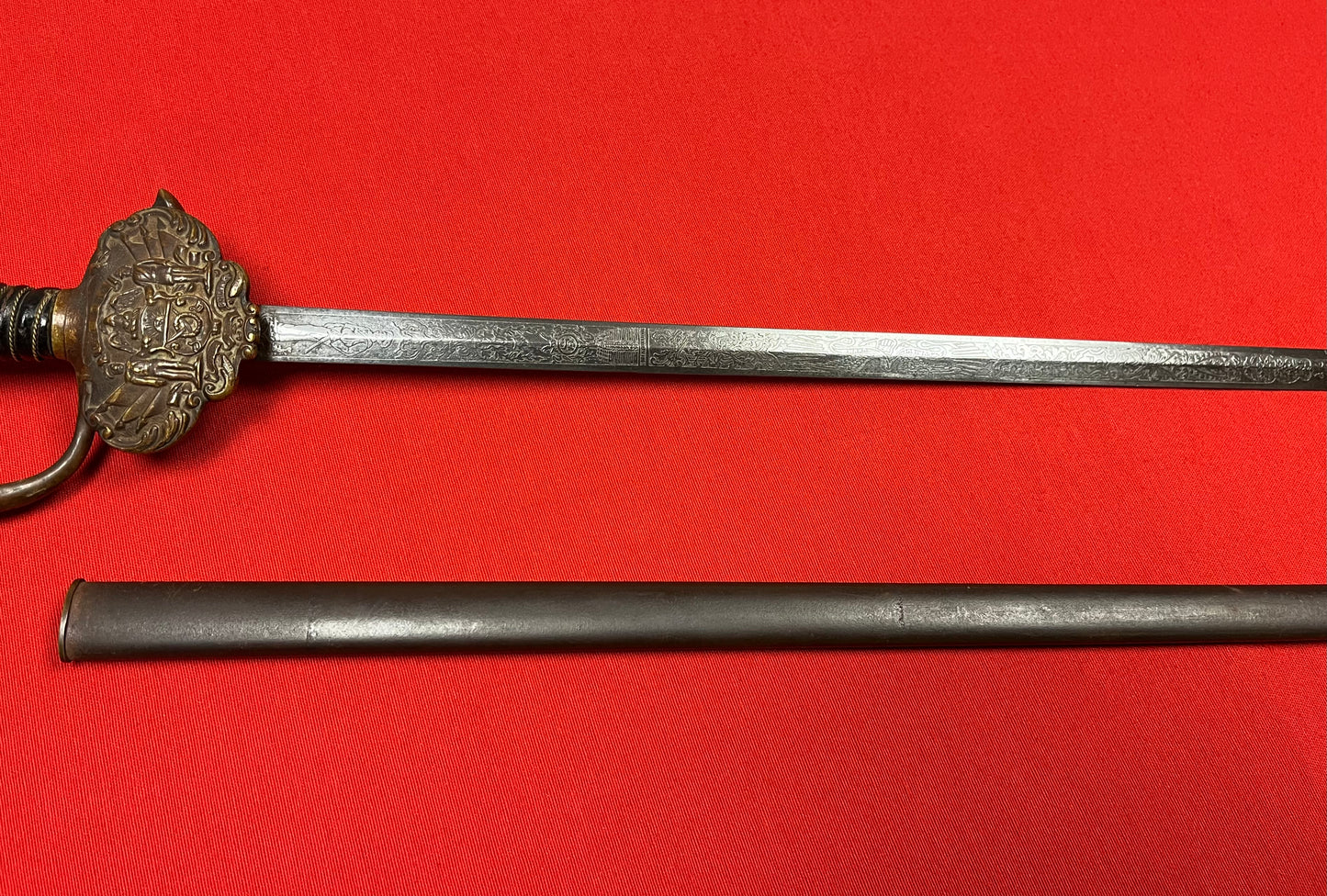 1800’s Sons of Veterans GAR Sword & Scabbard Etched Blade General Grant 1861-65