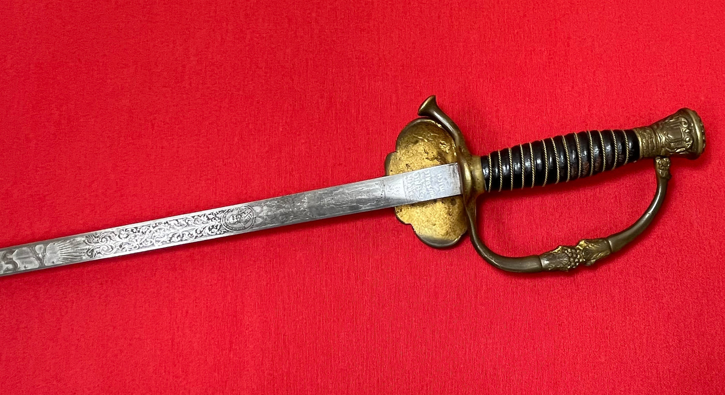 1800’s Sons of Veteran’s GAR Sword Etched Blade General Grant 1861-65 Civil War