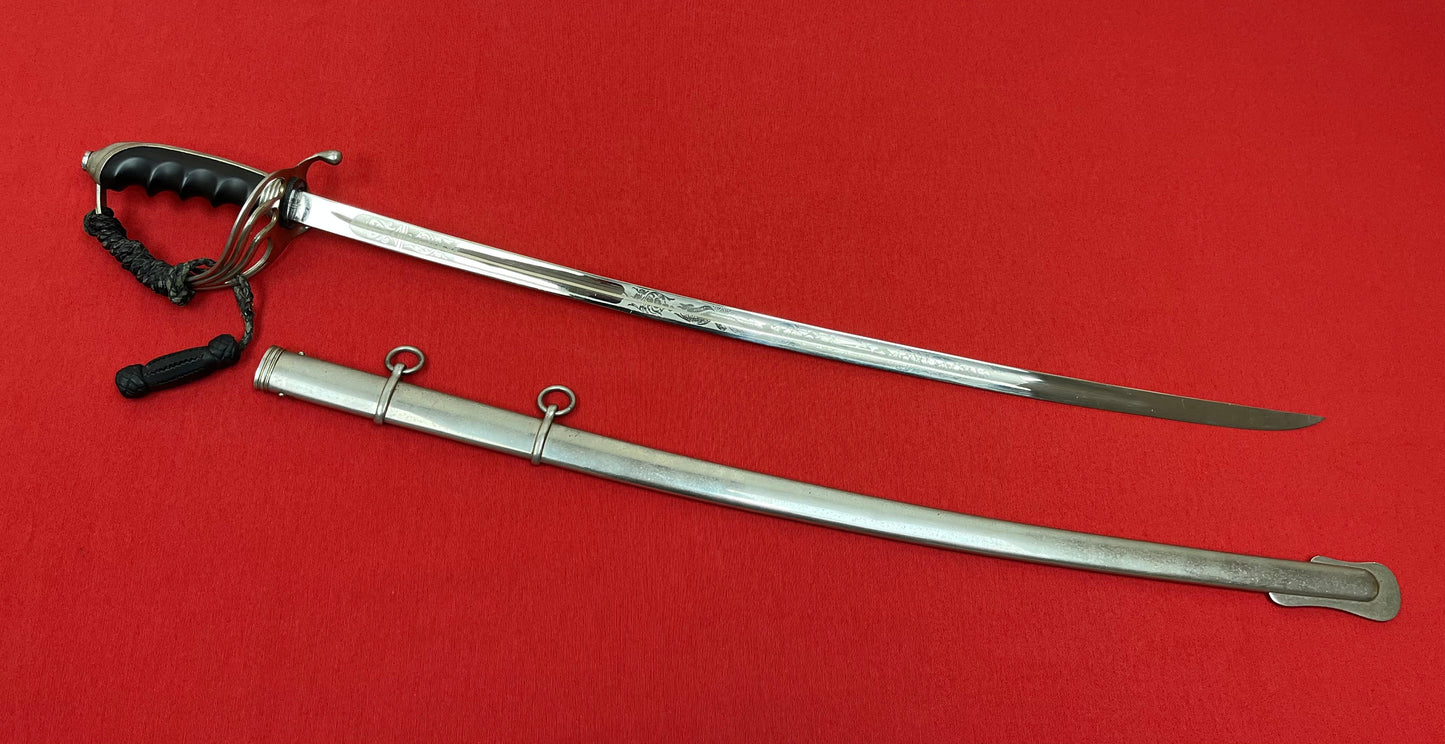 WW2 Era U.S. M1902 Officer’s Sword & Scabbard W/ Knot ENGRAVED