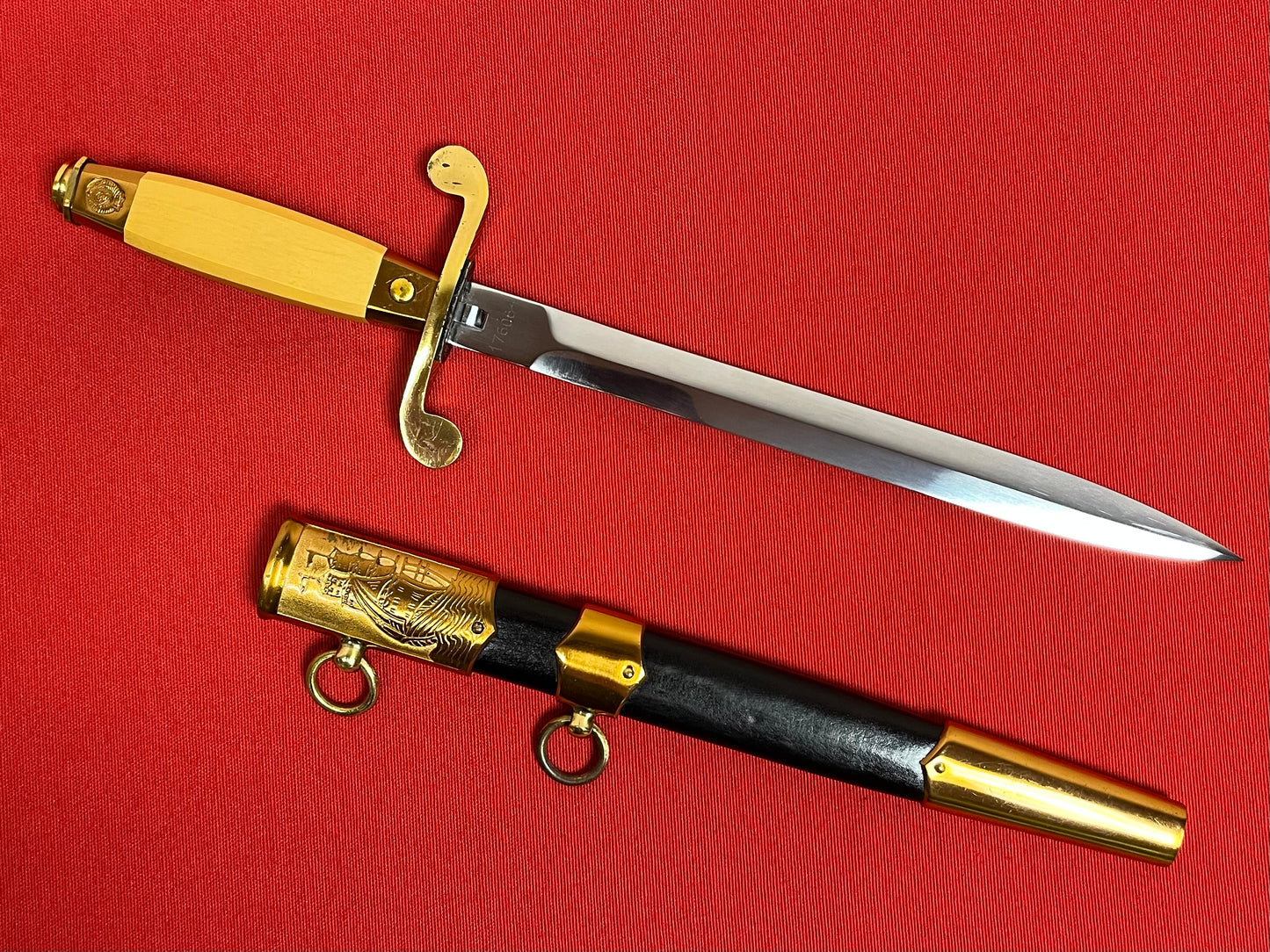 USSR Soviet Union Naval Officer's Dagger W/ Scabbard БУЛАM - Cold War Era