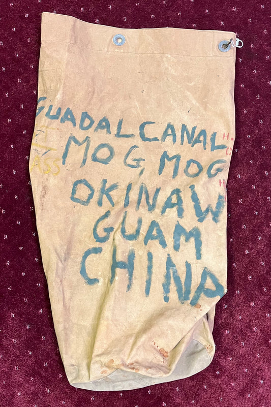 WW2 USMC “Painted” Seabag Guadalcanal/Okinawa ID H.T. Aubrey 6th Marine Div.