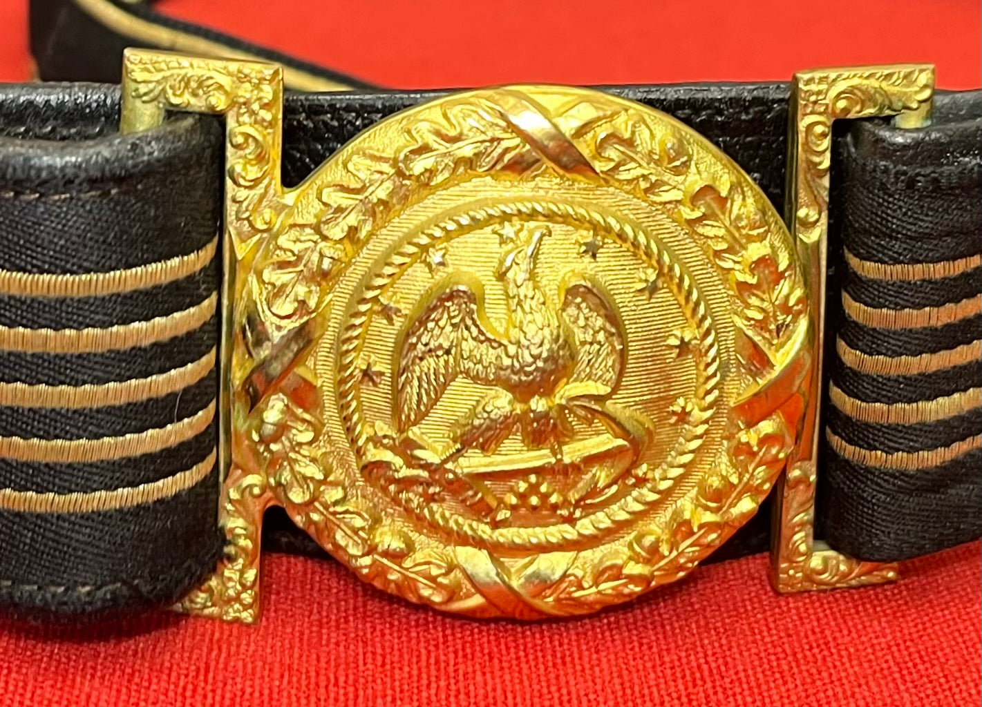 U.S.N Navy Officer's Bicorn Hat, Epaulettes, Sword & Belt - Cased Set