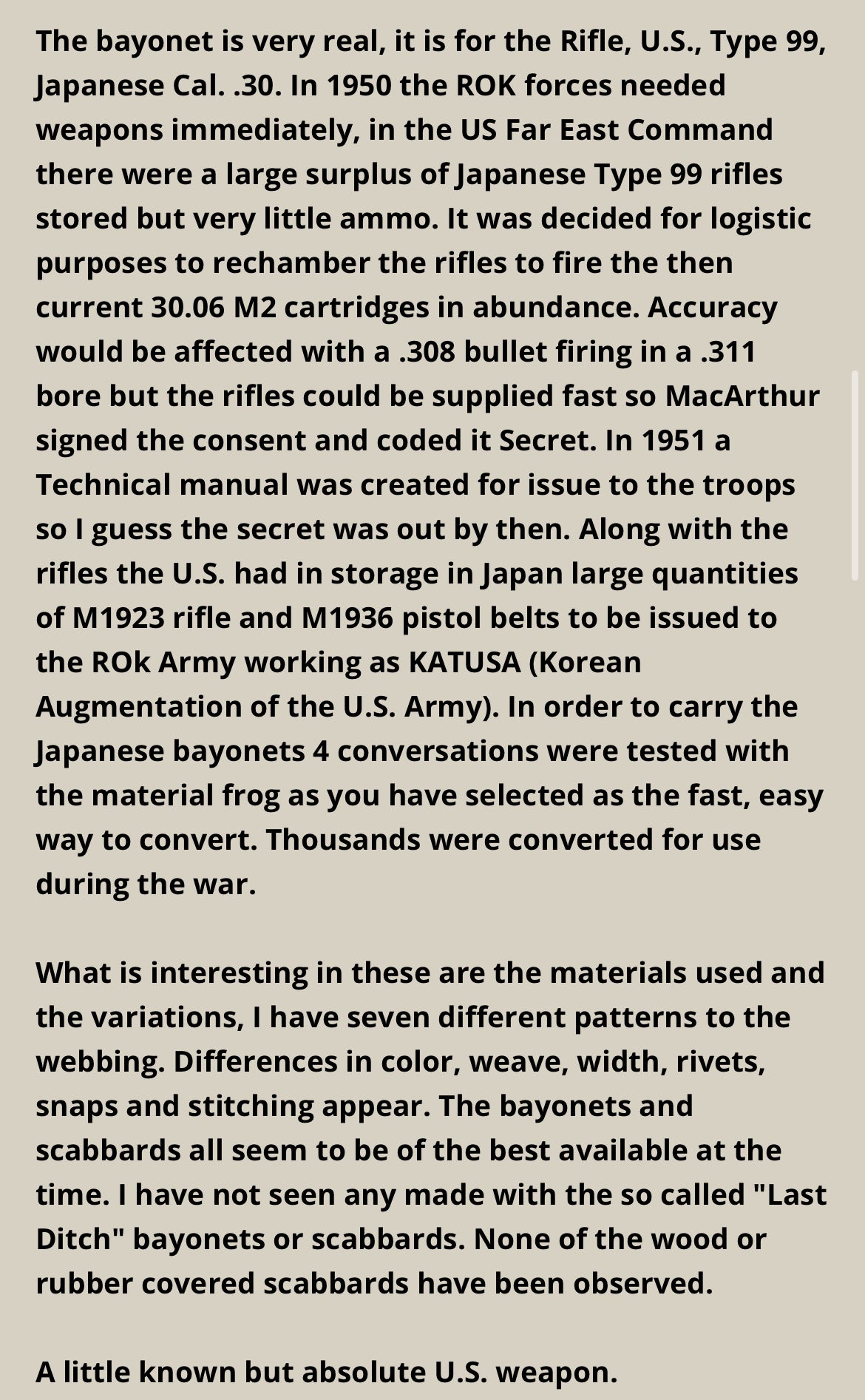 (Scarce) WWII U.S Japanese Arisaka Type 99 Bayonet - Korean War Conversion ROK