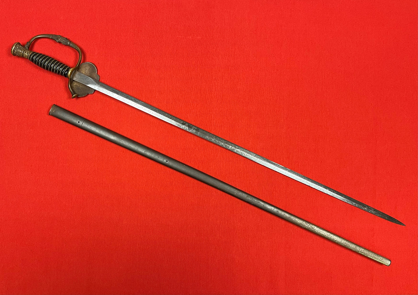 1800’s Sons of Veterans GAR Sword & Scabbard Etched Blade General Grant 1861-65