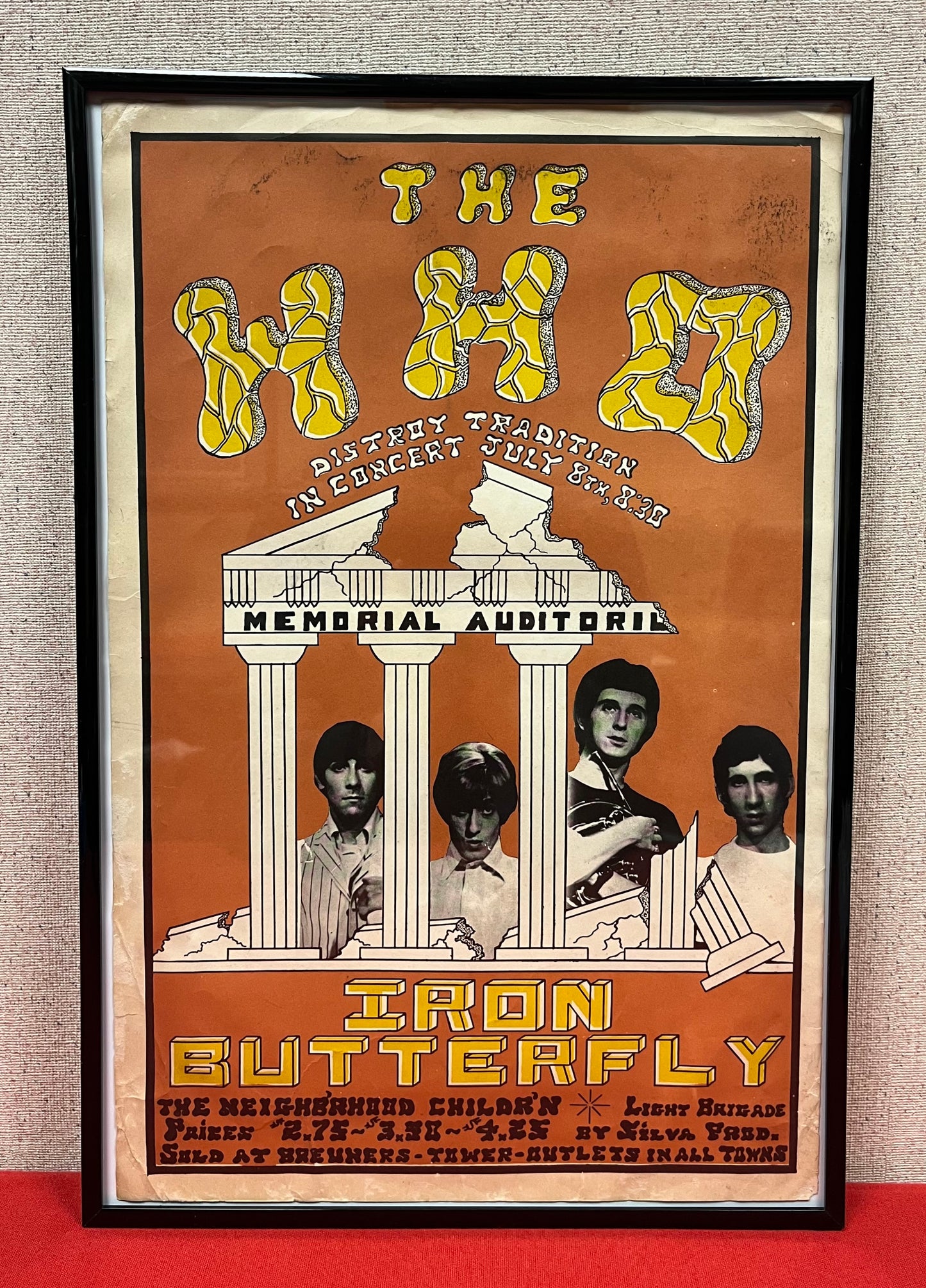 The Who & Iron Butterfly Concert Poster Memorial Auditorium Sacramento 1968 - Original