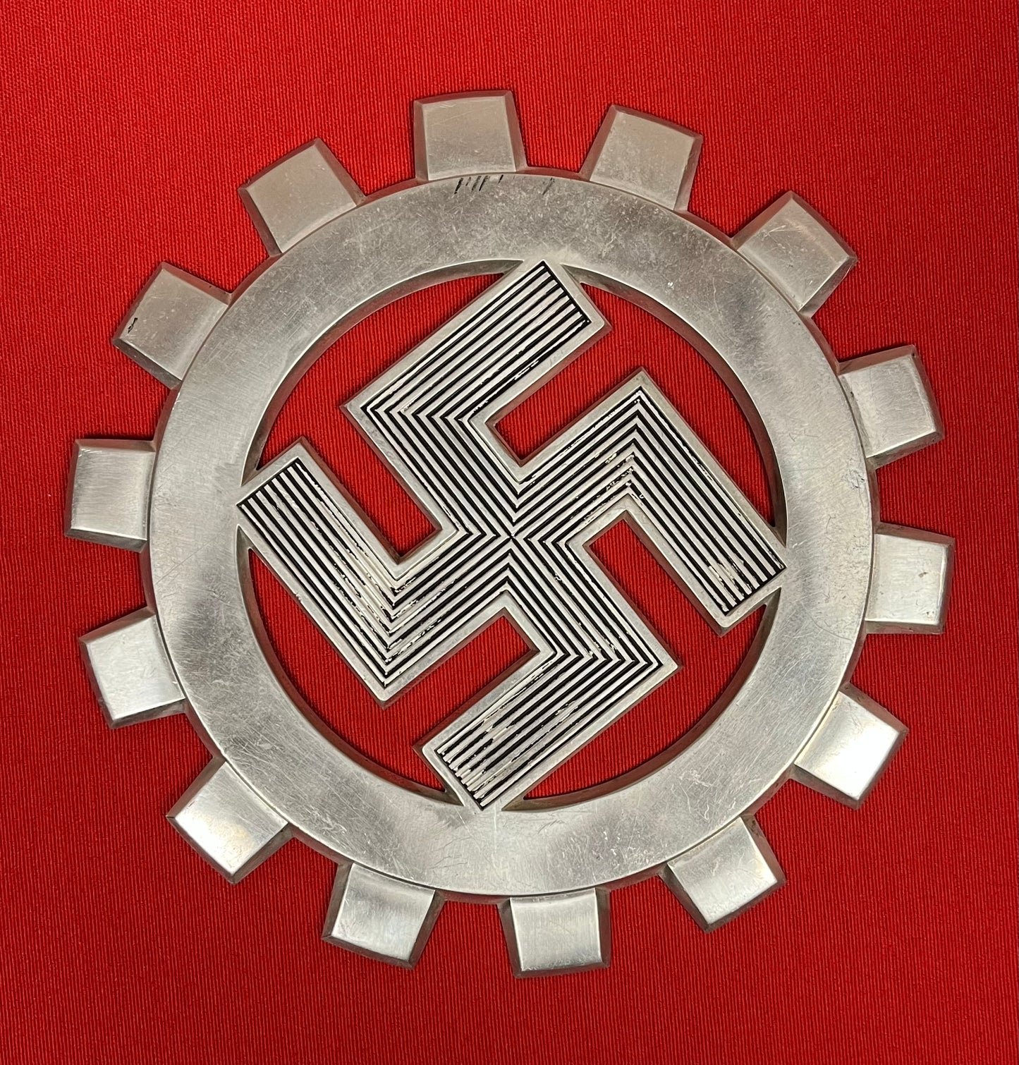 Original German WWII DAF Labor Front Aluminum Wall Plaque/Sign (Deutsche Arbeitsfront) 8 Inches