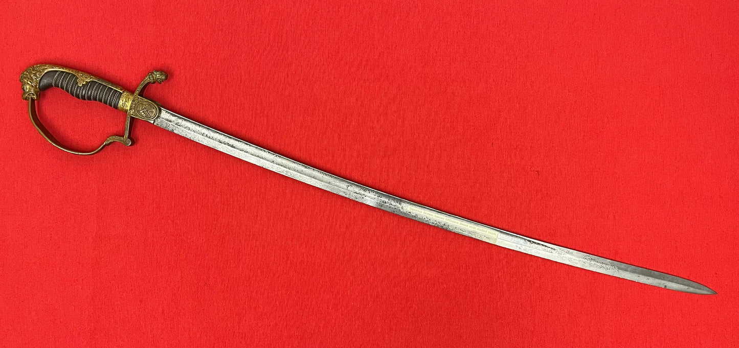 Pre WW1 Imperial German (Lions Head) Lancers Officer’s Sword - Engraved