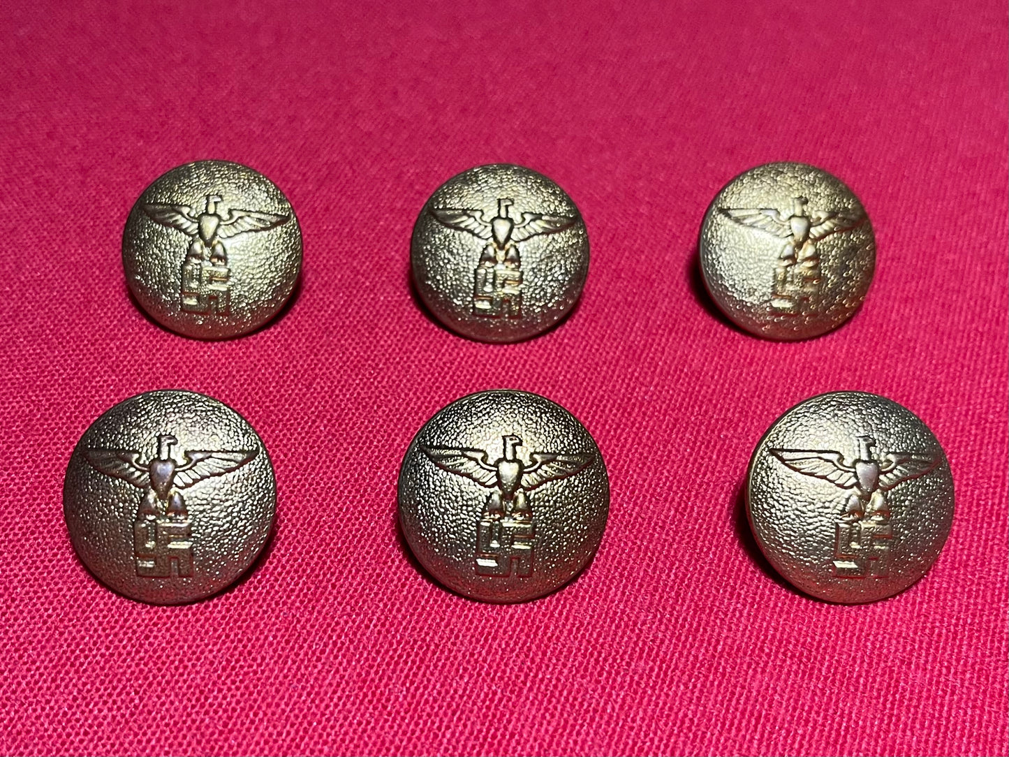 Original German NSDAP Nazi Party Political Uniform Buttons RZM Marked (Set of 6)