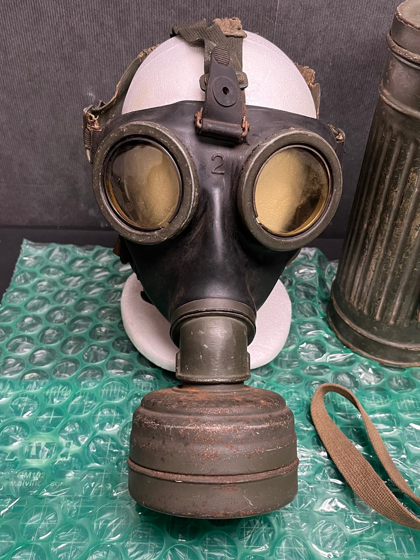 Original WWII German M38 Gas Mask w/ Filter & Canister