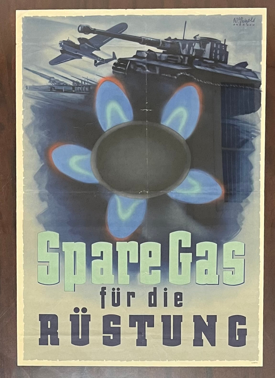 Original WW2 German Propaganda Poster-Spare Gas Für Die Rüstung (Save Gas for Armaments)
