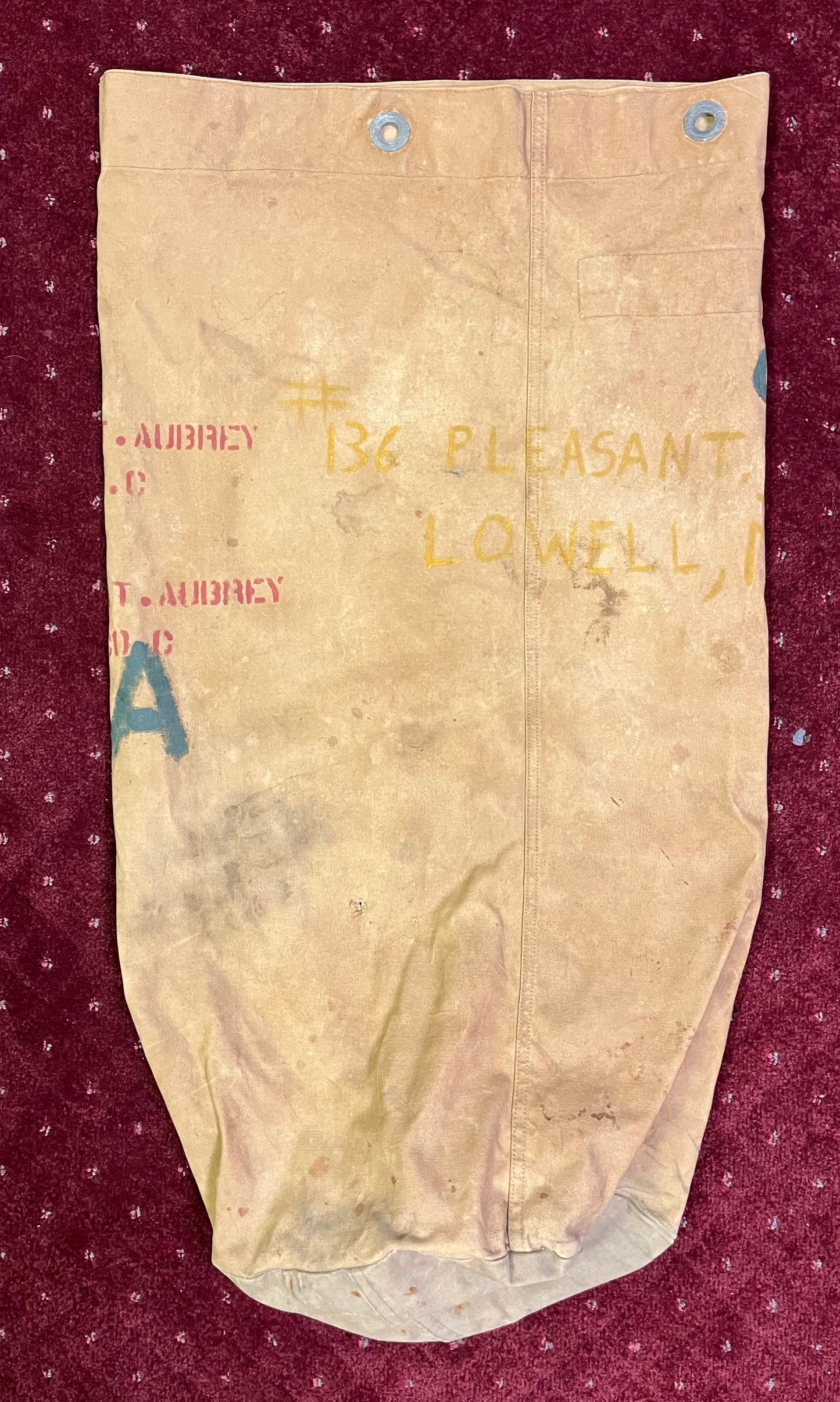 WW2 USMC “Painted” Seabag Guadalcanal/Okinawa ID H.T. Aubrey 6th Marine Div.