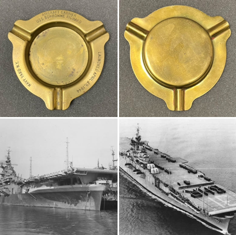 WW2 USS Bon Homme Richard Aircraft Carrier “Launching Party” Ashtray 1944