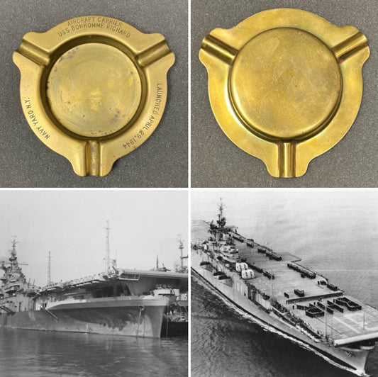 WW2 USS Bon Homme Richard Aircraft Carrier “Launching Party” Ashtray 1944