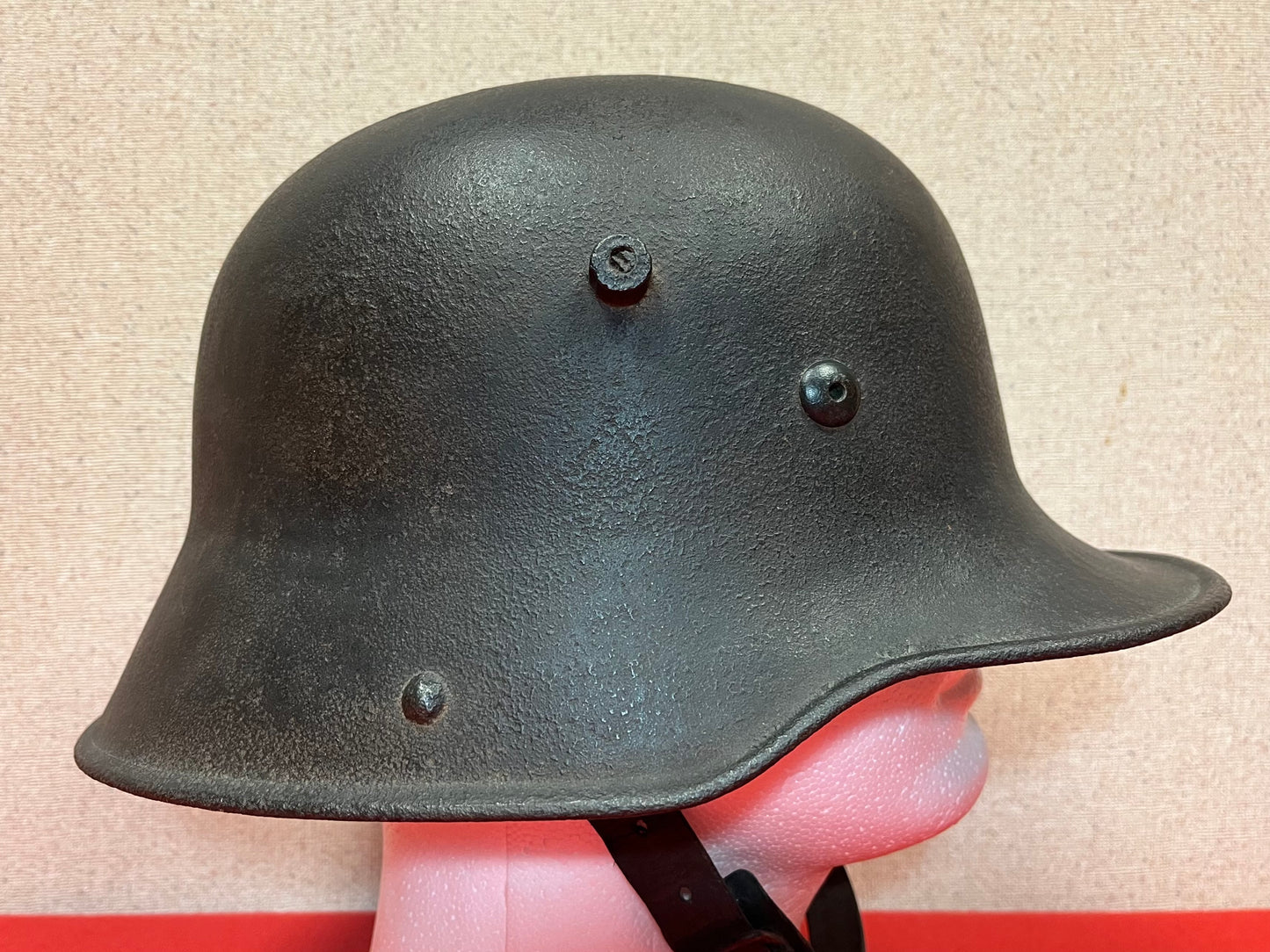 WWI GERMAN M1916 HELMET W/ TRANSITIONAL LINER & CHINSTRAP - TWO WARS !!!