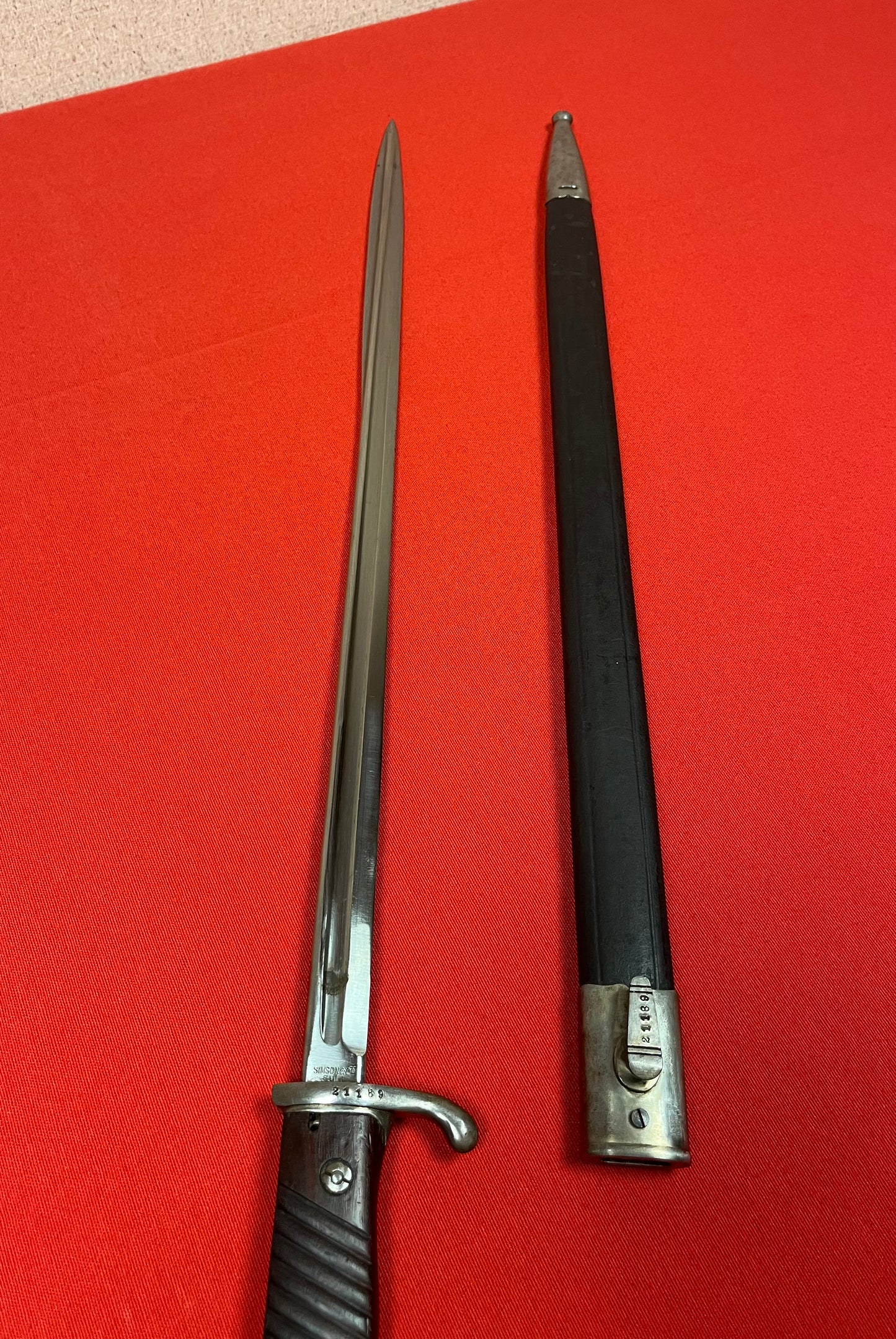 WW1 Era M1898 German "Quill Point" Bayonet W/ Matching Numbers by Simson & Co Suhl