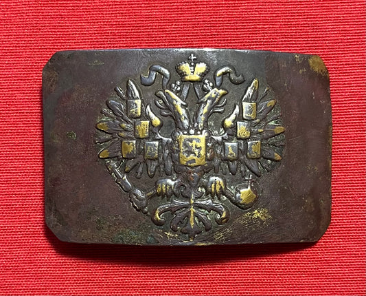 WW1 Russian Imperial Army Infantry Uniform Brass Belt Buckle with Maker Mark 52