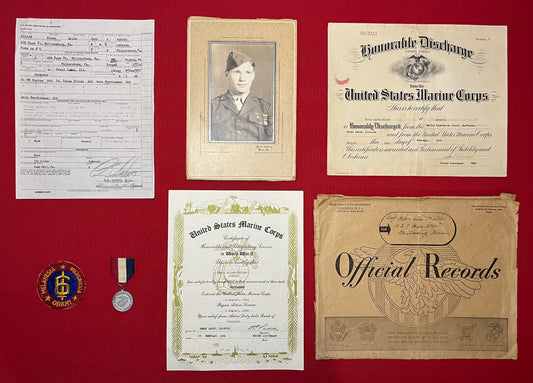 WW2 U.S.M.C Marine Okinawa Grouping of Corporal Glenn Miller of Millersburg, Pa