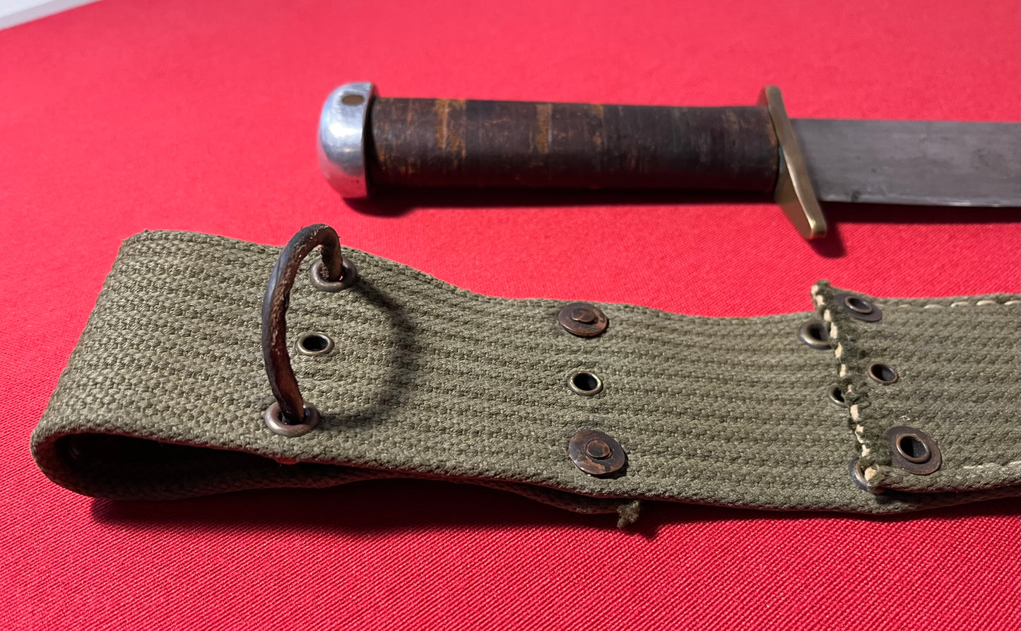 WW2 U.S Fighting Knife "Bowie Style" Theater Made with Untypical Belt Scabbard