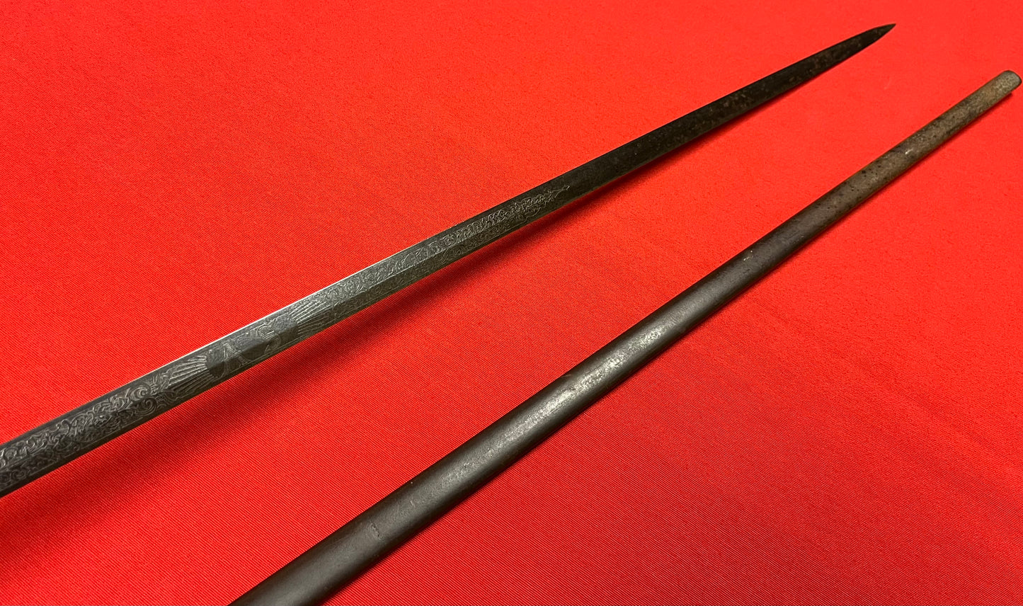 1800’s Sons of Veterans GAR Sword & Scabbard Etched Blade General Grant 1861-65