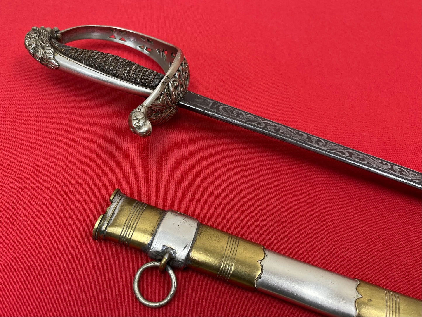 Pre-Spanish American War Spanish Officer’s (High Ranking) Silver Hilted Lions Head Sword Toledo Dated 1860