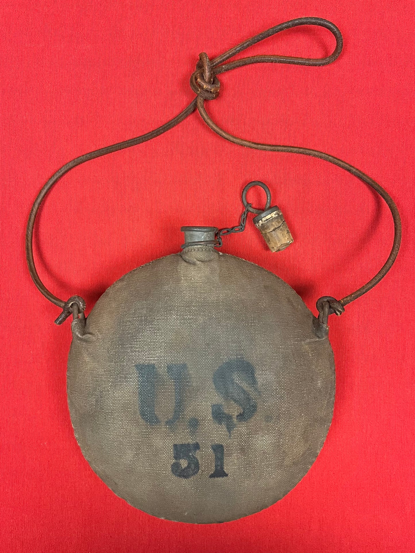 Original U.S. Indian Wars M1878 Canteen & Leather Shoulder Strap